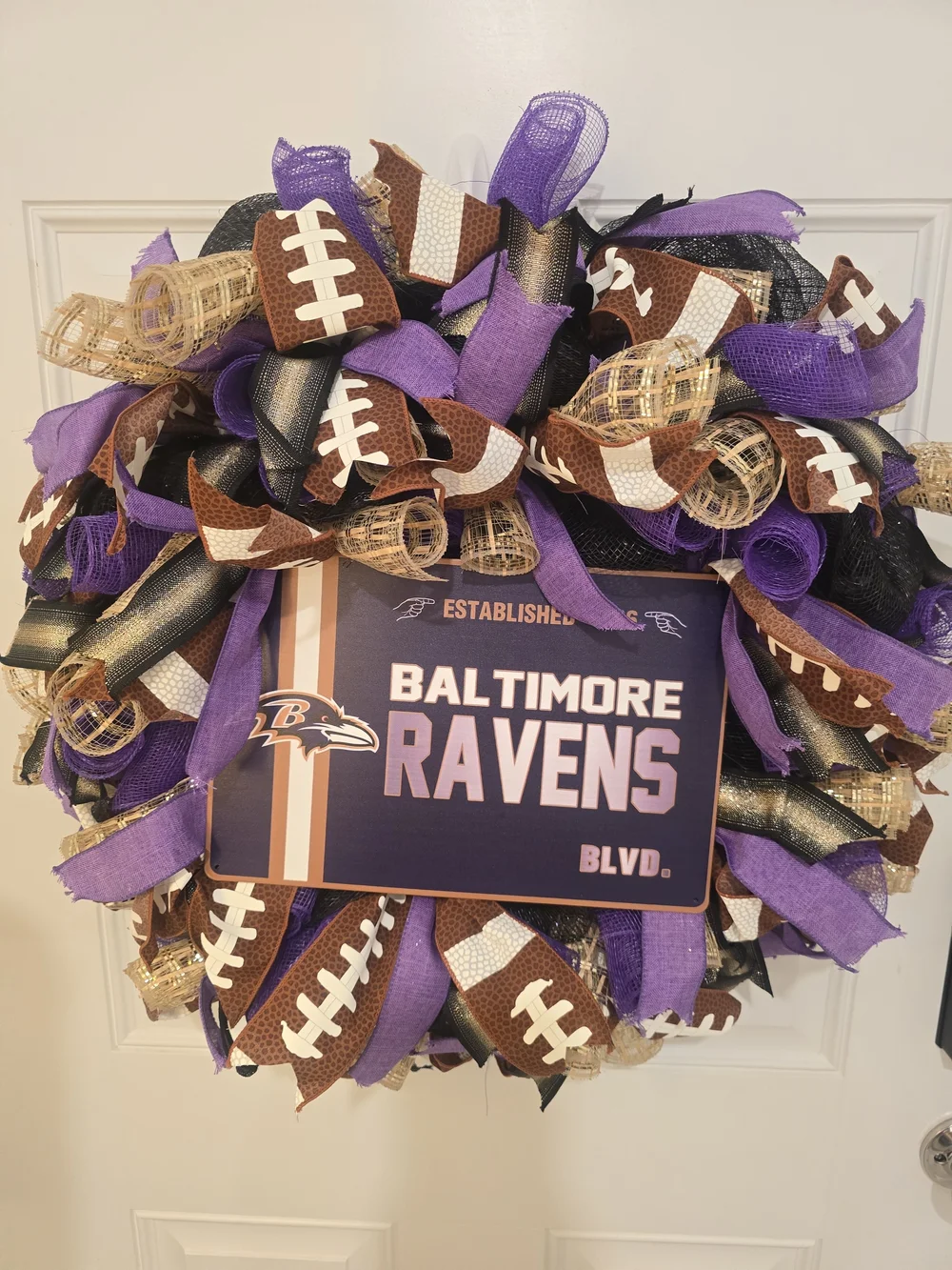 Baltimore Ravens Purple Football Wreath
